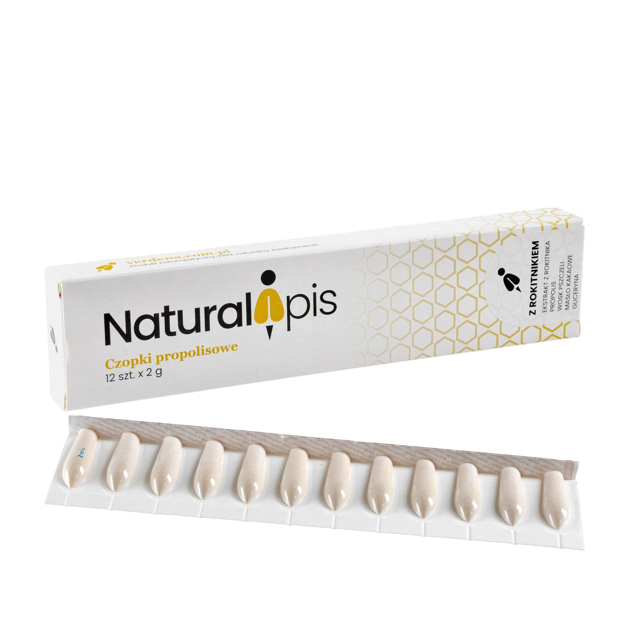 Czopki propolisowe z rokitnikiem 12 szt. x 2 g - NaturalApis