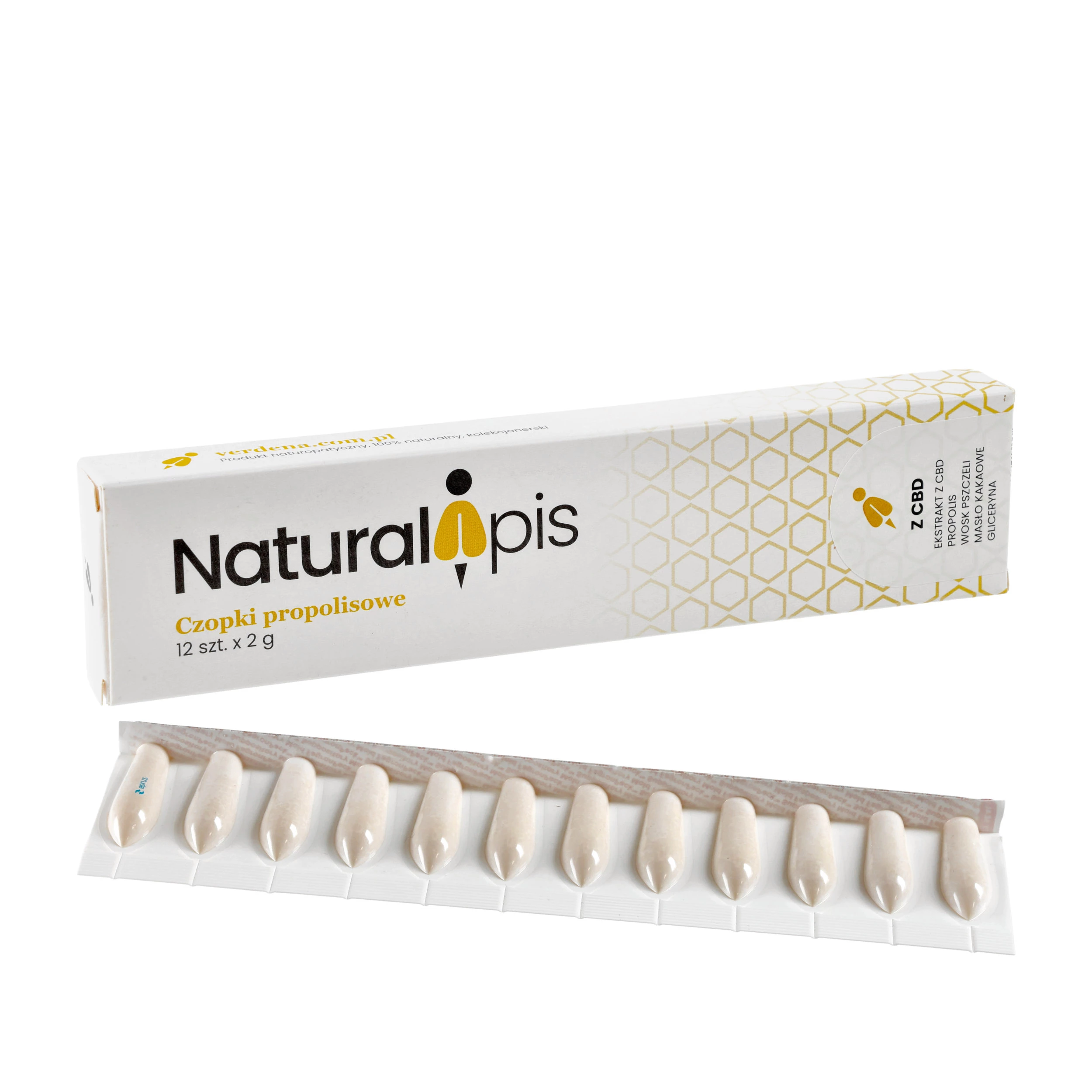 Czopki propolisowe z CBD 12 szt. x 2 g - NaturalApis