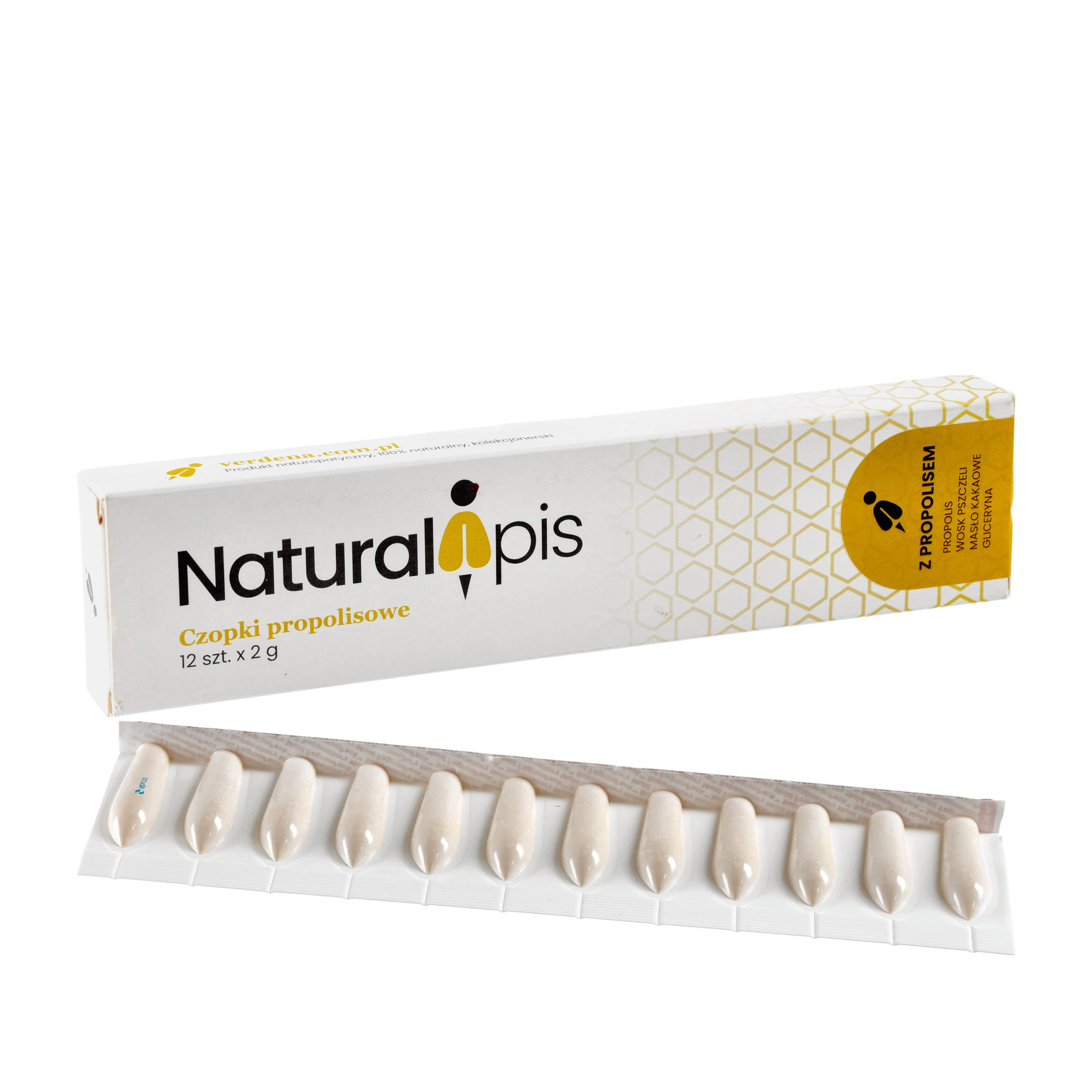Czopki propolisowe 12 szt. x 2 g - NaturalApis